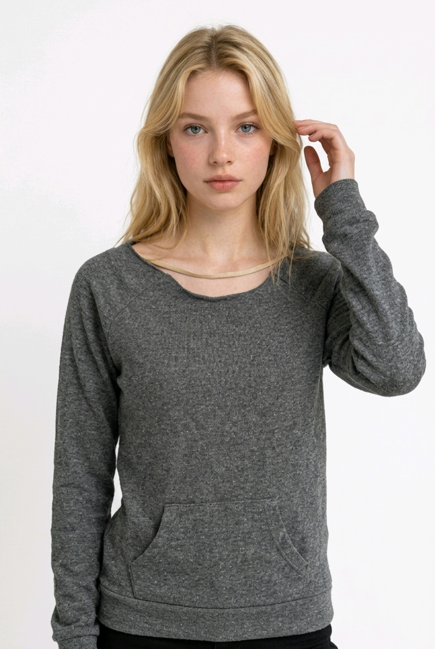 NWOT WOMEN'S ALTERNATIVE APPAREL RAW EDGE SCOOP NECKLINE SWEATSHIRT SIZE SMALL